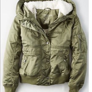American eagle hooded fleece lined bomber NWT